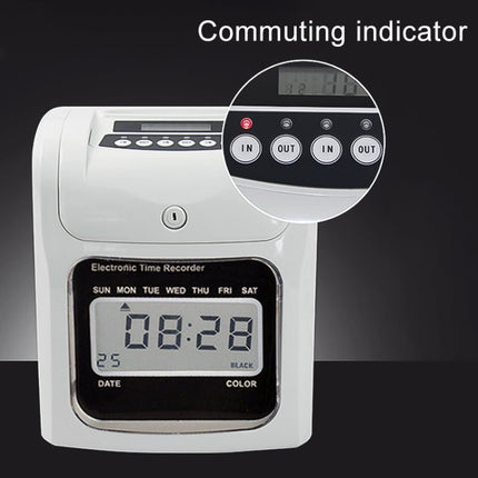 LCD Screen Electronic Time Clock Paper Card English Attendance Machine Punch Machine, Support Music Bell, LCD Screen