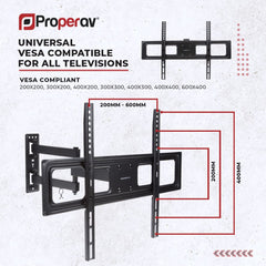 ProperAV TV Wall Bracket (37" - 70" / 35kg Capacity / VESA Max. 600x400) - Black