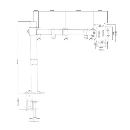 ProperAV Desk Monitor Mount 13" - 32" Swing Arm VESA Max 100x100