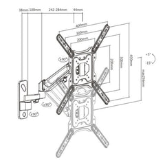ProperAV TV Wall Bracket (23" - 55" / 23kg Capacity / VESA Max. 400x400) - Black