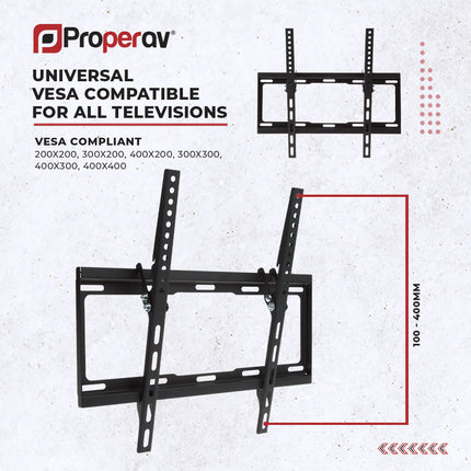 ProperAV Flat TV Wall Bracket (32" - 55" / 35kg Capacity / VESA Max. 400x400)