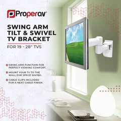 ProperAV TV Wall Bracket (19" - 28" / 30kg Capacity / VESA Max. 100x100) - White