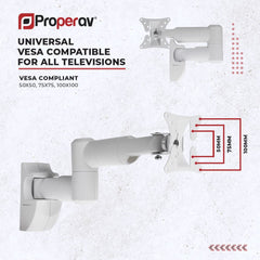 ProperAV TV Wall Bracket (19" - 28" / 30kg Capacity / VESA Max. 100x100) - White