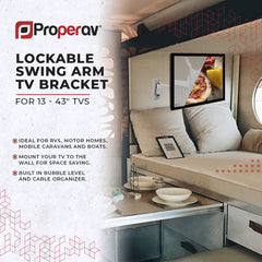 ProperAV TV Wall Bracket for Motorhome / RV / Caravan / Boat (13" – 43” / 15kg Capacity / VESA Max. 200x200) – Silver