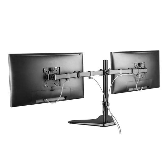 ProperAV Desk Monitor Mount 17" - 34" Dual Swing Arm Freestanding Base VESA Max 100x100
