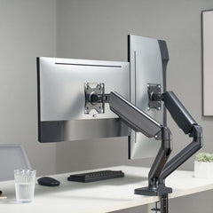 ProperAV Desk Monitor Mount 17" - 32" Dual Articulated Swing Arm VESA Max 100x100