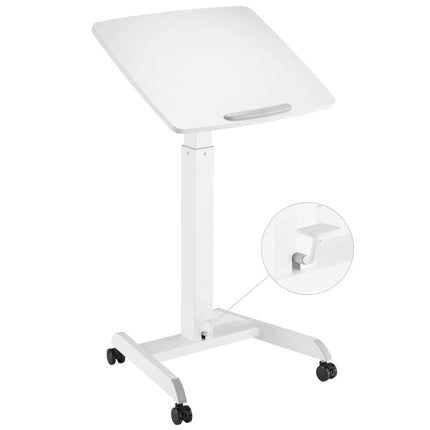 ProperAV Mobile Desk Trolley Workstation with Gas Spring Height Adjustment - White