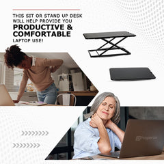 ProperAV LITE Stand Up Desk Converter with Variable Height Settings - Black