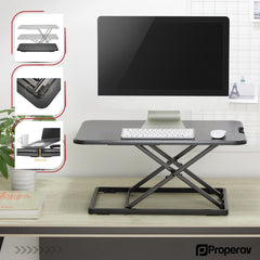 ProperAV LITE Stand Up Desk Converter with Variable Height Settings - Black