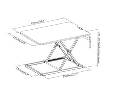 ProperAV LITE Stand Up Desk Converter with Variable Height Settings - Black