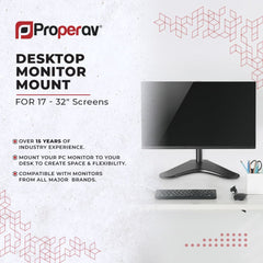 ProperAV Desk Monitor Mount 17" - 34" Freestanding Base VESA Max 100x100