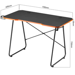 Maplin Gaming Desk with Headphone Hook & Cup Holder - Matte Black & Orange