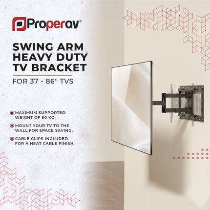 ProperAV TV Wall Bracket (37" - 86" / 60kg Capacity / VESA Max. 600x400) - Black