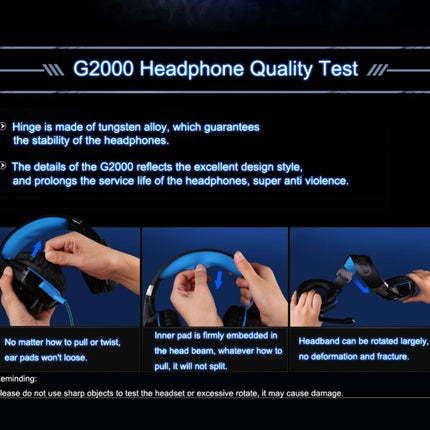 KOTION EACH G2000 Over-ear Game Gaming Headphone Headset Earphone Headband with Mic Stereo Bass LED Light for PC Gamer,Cable Length: About 2.2m(White + Red), G2000