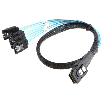 Mini SAS (SFF-8087) to 4 x SATA 7-Pin Female Forward Breakout 6Gbps Data Cable, Length: 50cm, SFF-8087 (Length: 50cm)