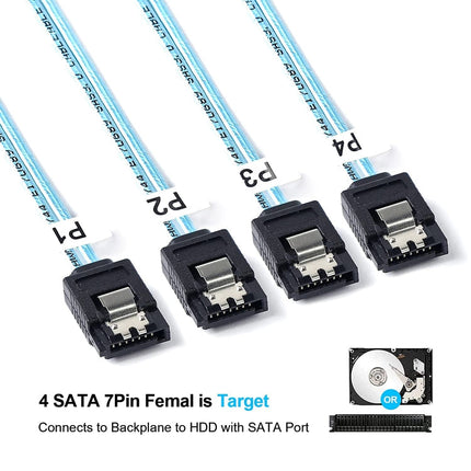 Mini SAS (SFF-8087) to 4 x SATA 7-Pin Female Forward Breakout 6Gbps Data Cable, Length: 50cm, SFF-8087 (Length: 50cm)