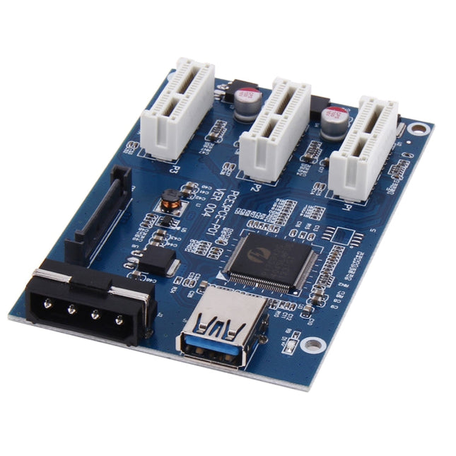 PCI-E 1 to 3 PCI Express 1 Slots Riser Card 3 PCI-E Slot Adapter PCI-E Port Multiplier Card with 60cm USB Cable