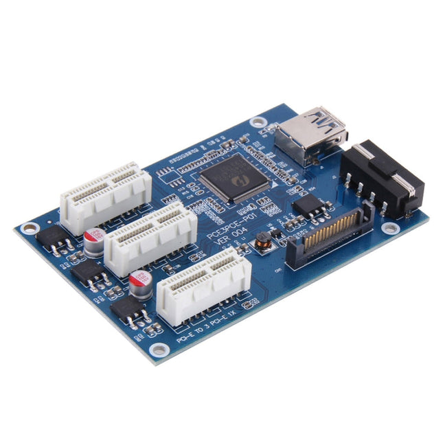 PCI-E 1 to 3 PCI Express 1 Slots Riser Card 3 PCI-E Slot Adapter PCI-E Port Multiplier Card with 60cm USB Cable