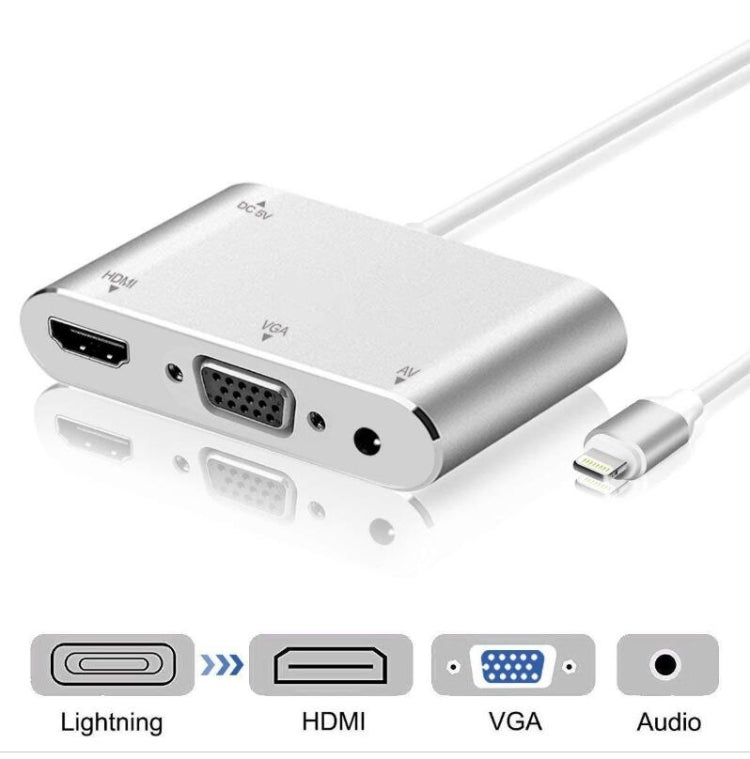 3 in 1 8 Pin to HDMI / VGA / Audio Adapter