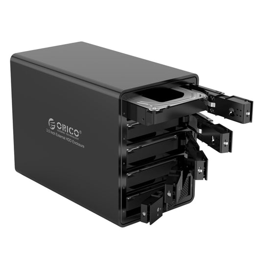 ORICO 9558U3 5-bay USB 3.0 Type-B Aluminum 3.5 inch SSD / SATA HDD Enclosure Storage Hard Disk Box for Laptop Computer Desktop PC, SSD / SATA (Black)