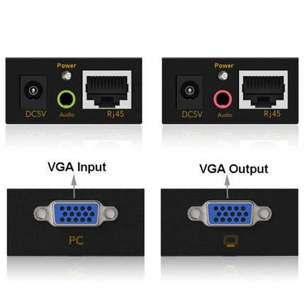 VGA & Audio Extender 1920x1440 HD 100m Cat5e / 6-568B Network Cable Sender Receiver Adapter, Transmission Distance: 100m