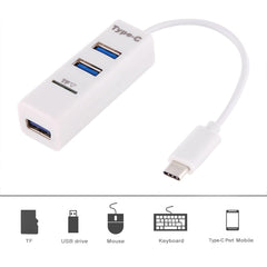 2 in 1 USB 3.1 USB-C / Type-C to USB 2.0 COMBO 3 Ports HUB + TF Card Reader, 3 Ports USB+TF Card