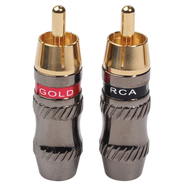 REXLIS TR026 2 PCS RCA Male Plug Audio Jack Gold Plated Adapter for DIY Audio Cable & Video cable, RCA Male