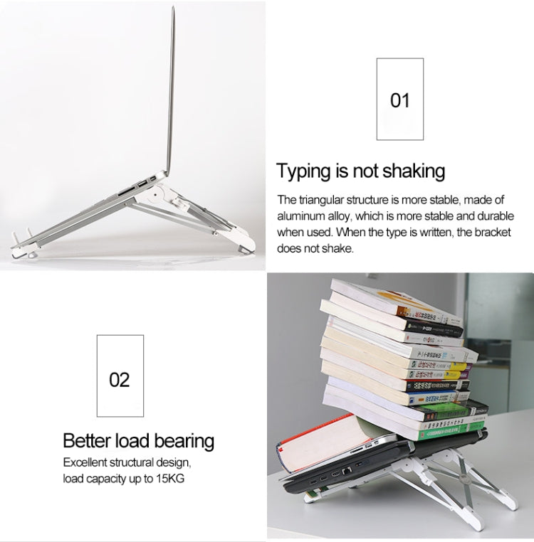 Aluminum Alloy Laptop Height Extender Holder Stand Folding Portable Computer Heat Dissipation Bracket, Size: 24.5x3.3x2.8cm