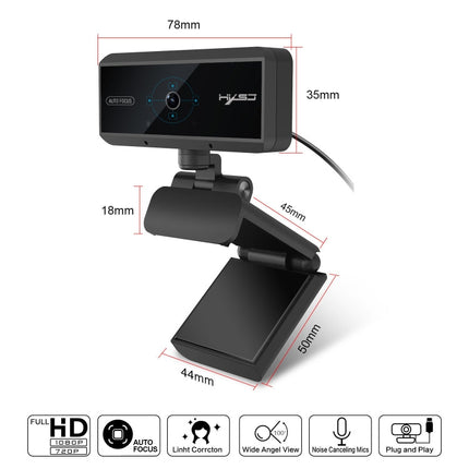 HXSJ S3 500W 1080P Adjustable 180 Degree HD Automatic Focus PC Camera with Microphone