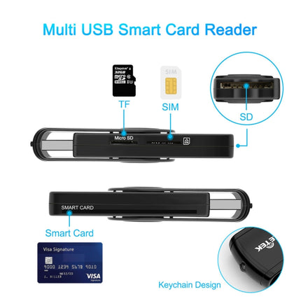ROCKETEK CR310 USB 3.0 + TF Card + SD Card + SIM Card + Smart Card Multi-function Card Reader, USB 3.0