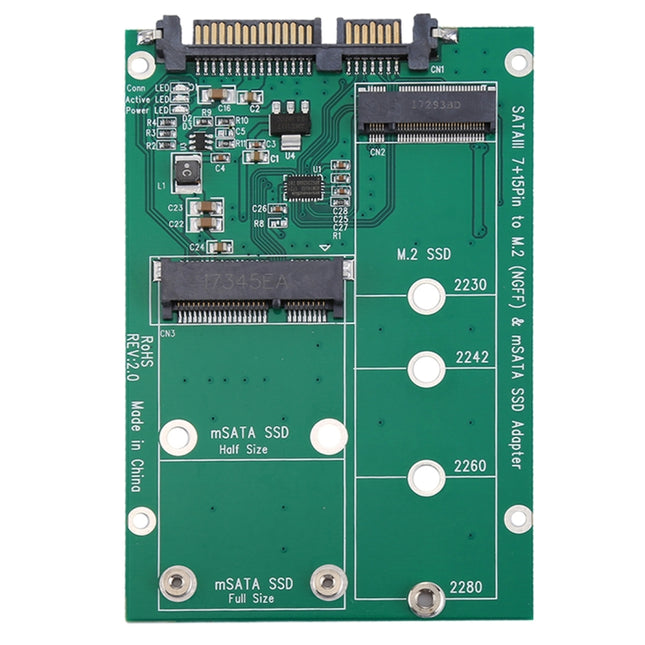 M.2 NGFF & mSATA SSD to SATA III 7+15 Pin Adapter Converter, SSD to SATA III
