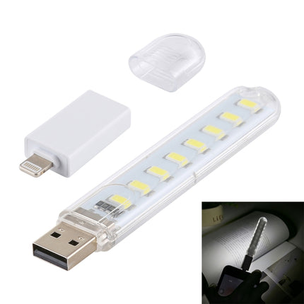 8LEDs 5V 200LM USB LED Book Light Portable Night Light, with 8 Pin Adapter, with 8 Pin  Adapter