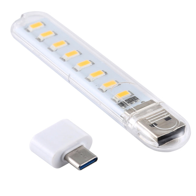 8LEDs 5V 200LM USB LED Book Light Portable Night Light, with Type-C Adapter, with Type-C Adapter