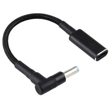PD 100W 18.5-20V 4.5 x 0.6mm Elbow to USB-C / Type-C Adapter Nylon Braid Cable for HP, 4.5 x 0.6mm