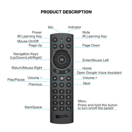G20S Pro Voice Backlight Version 2.4G Air Mouse Remote Control, G20S Pro