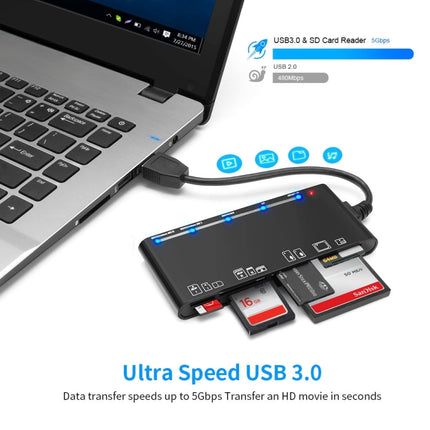 Rocketek CR7 USB3.0 Multi-function Card Reader CF / XD / MS / SD / TF Card 7 in 1, USB3.0