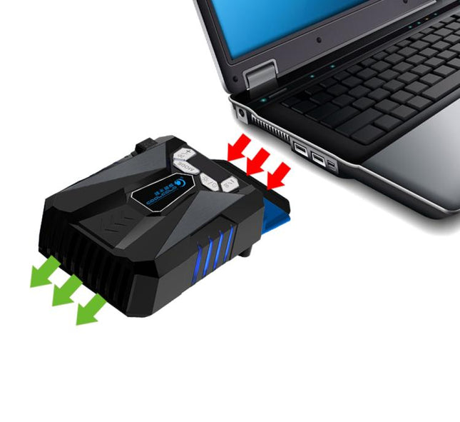 Ice Troll 5 COOLCOLD Portable Laptop Cooling Fan Air Cooler Speed Adjustable High Performance Notebook Fan Cooler Controller, AC 220V, AC 220V (Black)