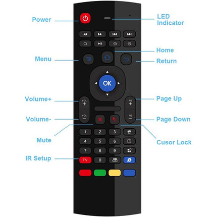 MX3-L Standard Version 2.4GHz Fly Air Mouse Wireless Keyboard Remote Control, Standard Version