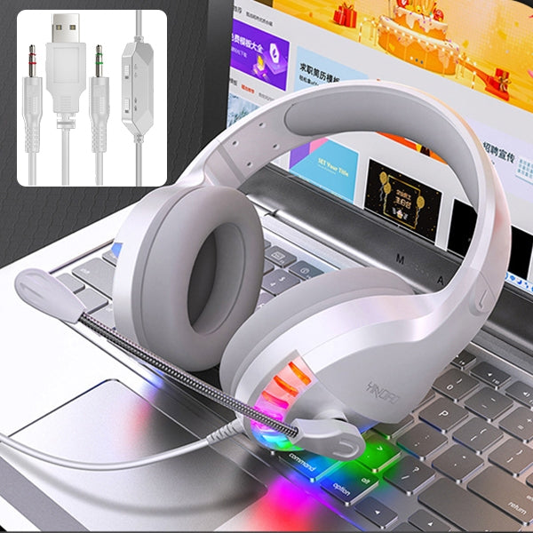 YINDIAO Q2 Head-mounted Wired Gaming Headset with Microphone, Version: Dual 3.5mm + USB, Q2 Dual 3.5mm + USB(White)