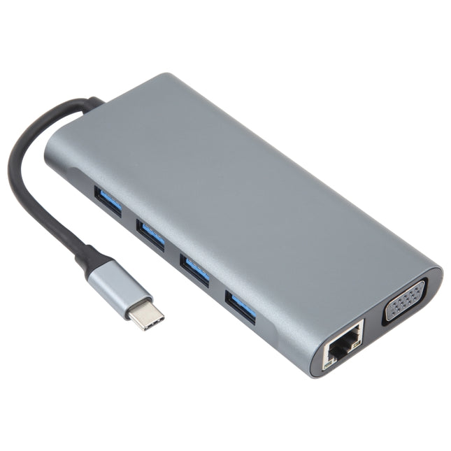 11 in 1 USB-C / Type-C to USB Docking Station HUB Adapter(100M Network Port), 100M Network Port