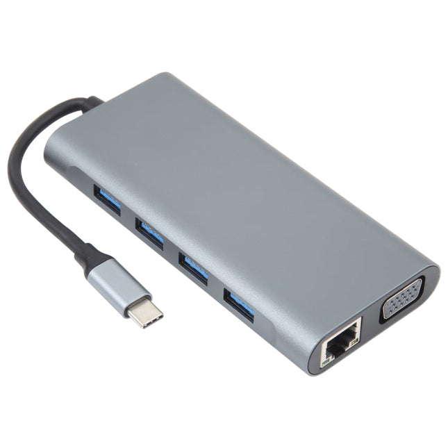 11 in 1 USB-C / Type-C to USB Docking Station HUB Adapter(100M Network Port), 100M Network Port