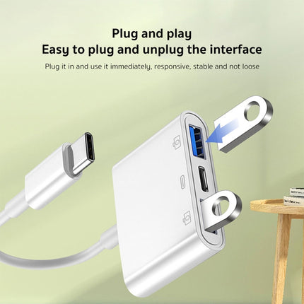 S-202 3 in 1 USB-C / Type-C Male to Type-C + 2 x USB Female Camera Adapter