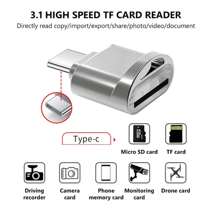 USB-C / Type-C 3.1 to Micro SD Card (TF Card) Reader Adapter, Silver