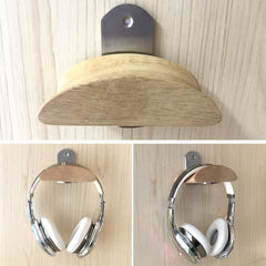 Square Stainless Steel Patch + Solid Wood Wall-mounted Headset Holder, PC2920A, PC2920B