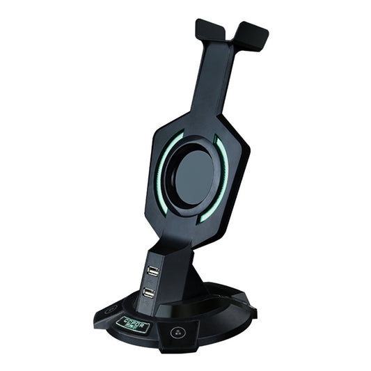 R-008-02 Luminous Integrated Mecha-shaped Headset Holder with Dual USB Ports & Computer Switch