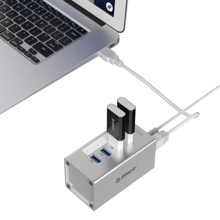 ORICO A3H4 Aluminum High Speed 4 Ports USB 3.0 HUB with 12V/2.5A Power Supply for Laptops, 4 Ports (Silver)