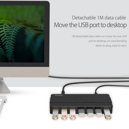 ORICO H7928-U3 ABS Material Desktop 7 Ports USB 3.0 HUB with 1m Cable, USB 3.0