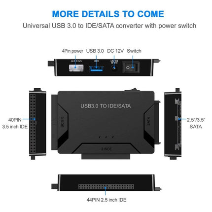 USB 3.0 to SATA / IDE Hard Disk Drive Converter Adapter Cable for 2.5 inch / 3.5 inch SATA IDE HDD, Cable Length: 1m, US160