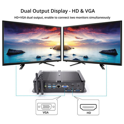 HYSTOU FMP04 i5 7200U Mini PC, Intel Core i5 7200U Processor Dual Core up to 3.1GHz, RAM: 4GB, ROM: 128GB, Support Windows 7 / 8 / 10 / Linux OS, 4GB+128GB