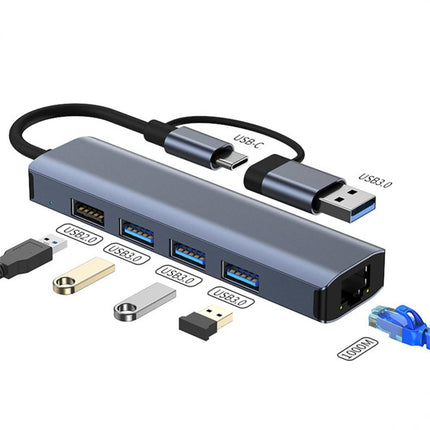 BYL-2208TU 5 in 2 USB + USB-C / Type-C to USB Multifunctional Docking Station HUB Adapter, BYL-2208